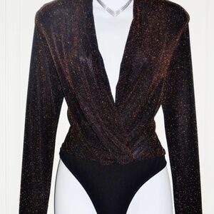 Dynamite Sparkle Bodysuit Bronze XS NWT